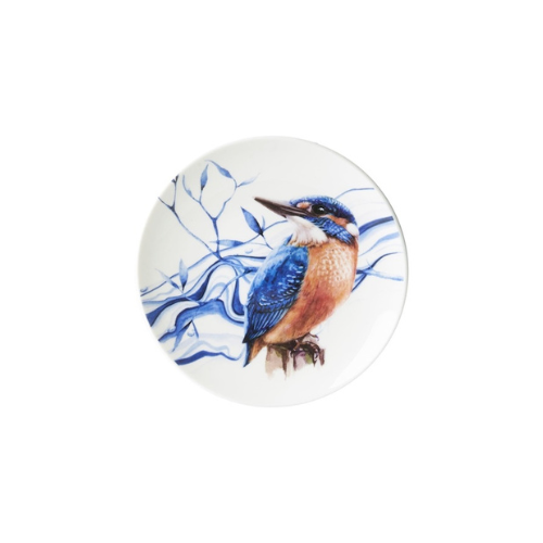 Heinen Delftsblauw wandbord Ijsvogel